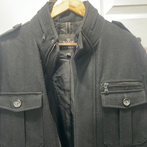 Express pea coat. Black. Size large - Picture 2 of 4